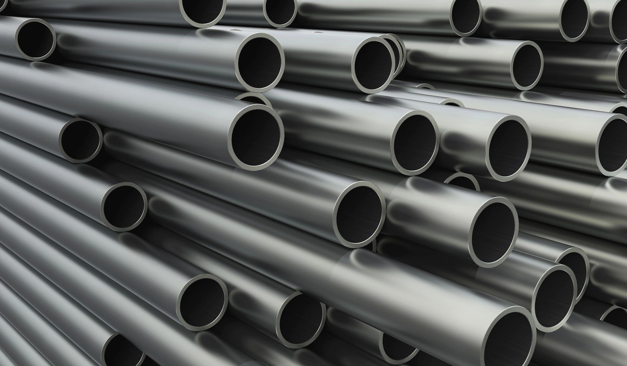 Stacked metallic pipes and tubes